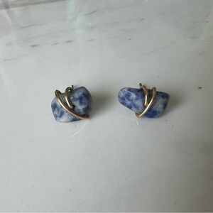 Blue stone earrings with gold embellishment